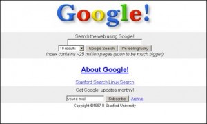 Google's Homepage circa 1997