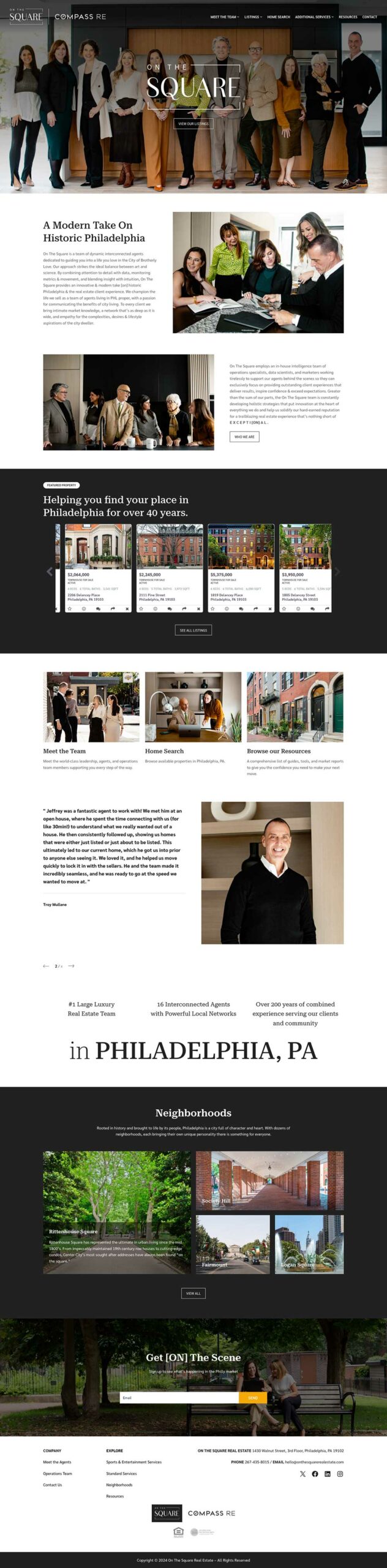 on the square real estate website design